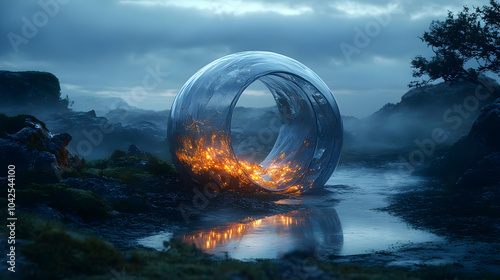 A glowing circular structur...
