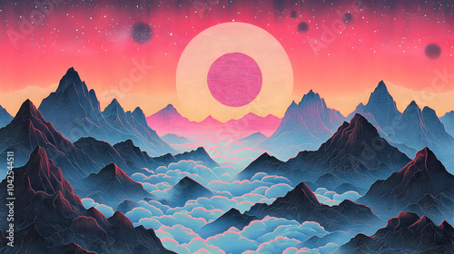 A vibrant, surreal landscap...