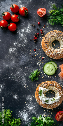 Bagel com cream cheese e salmão defumado