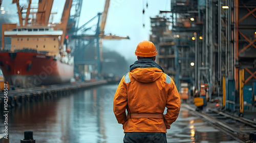 Worker in orange jacket obs...