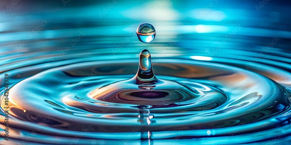 A single water droplet impacts the surface of a still pool, creating concentric ripples that radiate outwards, capturing the essence of fluidity and subtle movement. A single water droplet impacts the surface of a still pool, creating concentric ripples that radiate outwards, capturing the essence of fluidity and subtle movement.