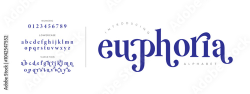 Euphoria typography beauty fashion elegant minimalist serif italic fonts decorative wedding vintage retro logos. Minimal luxury font alphabet logo. Vector illustration