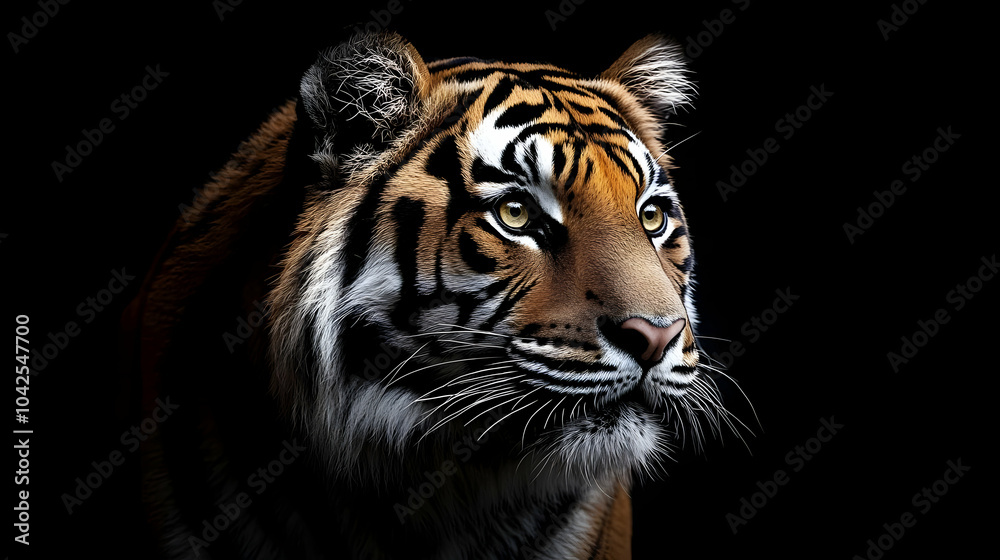 Fototapeta premium Tiger Close Up: Wild Stripes and Powerful Gaze