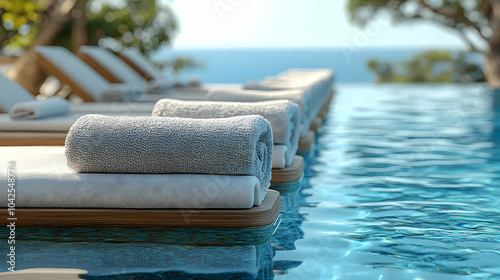 Relaxing poolside scene wit...