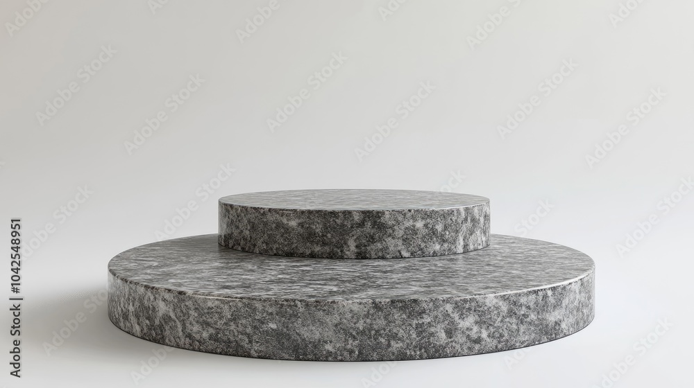 Two-Tiered Circular Stone Platform on White Background Two-Tiered Circular Stone Platform on White Background