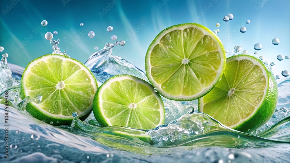 Citrus Slices Splashing In Crystal Clear Water, Creating A Symphony Of Refreshment And Juicy Delight Citrus Slices Splashing In Crystal Clear Water, Creating A Symphony Of Refreshment And Juicy Delight
