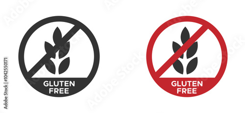 Gluten free vector icon. No gluten food allergy product dietary vector label. No gluten added icon. Gluten free icon set