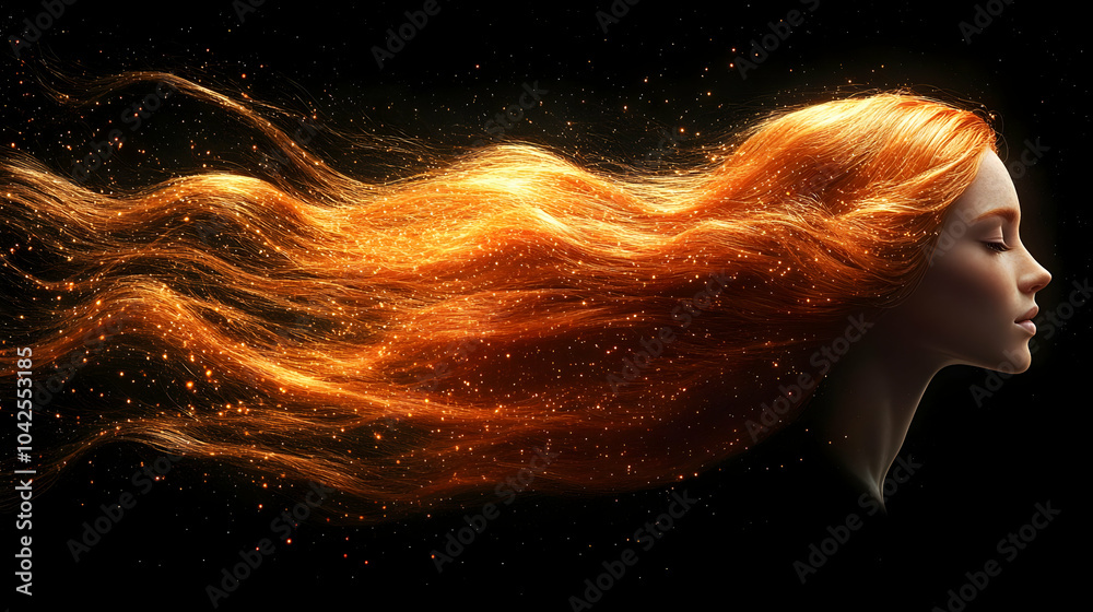Red Hair Flows Like Fire, Glowing in the Dark Red Hair Flows Like Fire, Glowing in the Dark