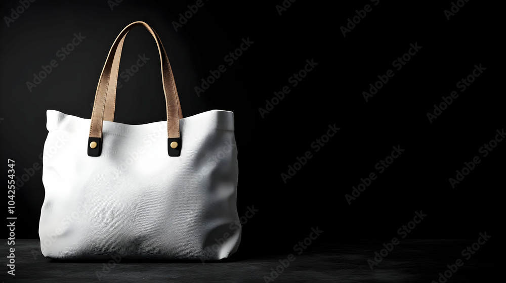 White Canvas Tote Bag with Brown Handles - Perfect for Shopping,  Everyday Use, or as a Gift
