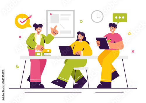 Vector illustration of an NGO or Non-Governmental Organization to Address Specific Social and Political Needs in a Flat Style Cartoon Background