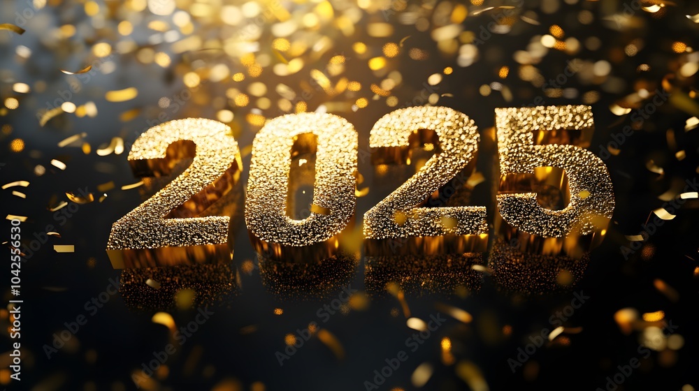 3D confetti explosion with the text 