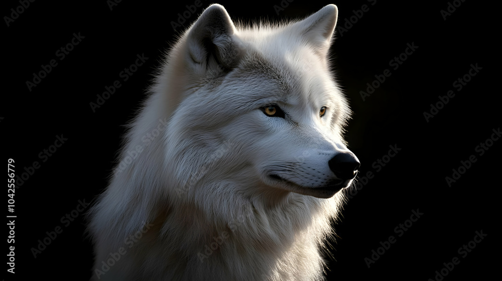 Obraz premium Arctic Wolf Portrait: A Majestic Close-Up with Glowing Eyes