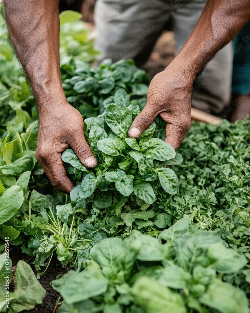 Overhead View of Fresh Green Vegetables in Indian Kitchen Garden Overhead View of Fresh Green Vegetables in Indian Kitchen Garden