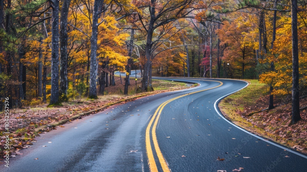 Winding Road Through Fall Foliage Winding Road Through Fall Foliage