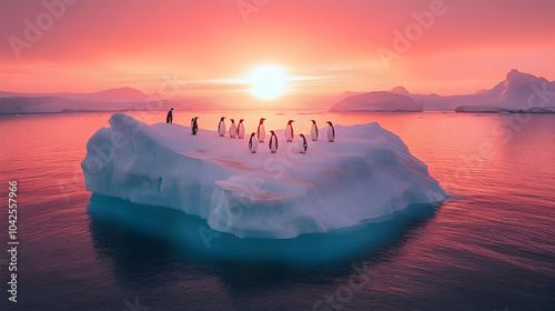 Penguins on an iceberg at s...