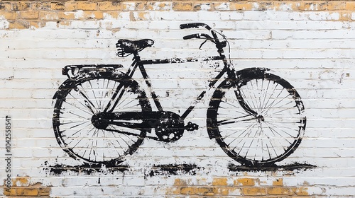 Bicycle mural on a brick wall.