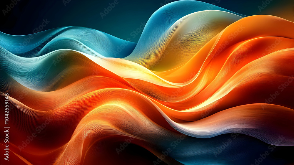 Fototapeta premium Abstract flowing waves in vibrant colors create a dynamic visual effect.