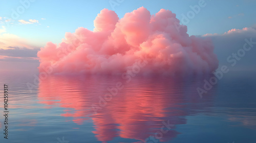 A serene pink cloud reflect...
