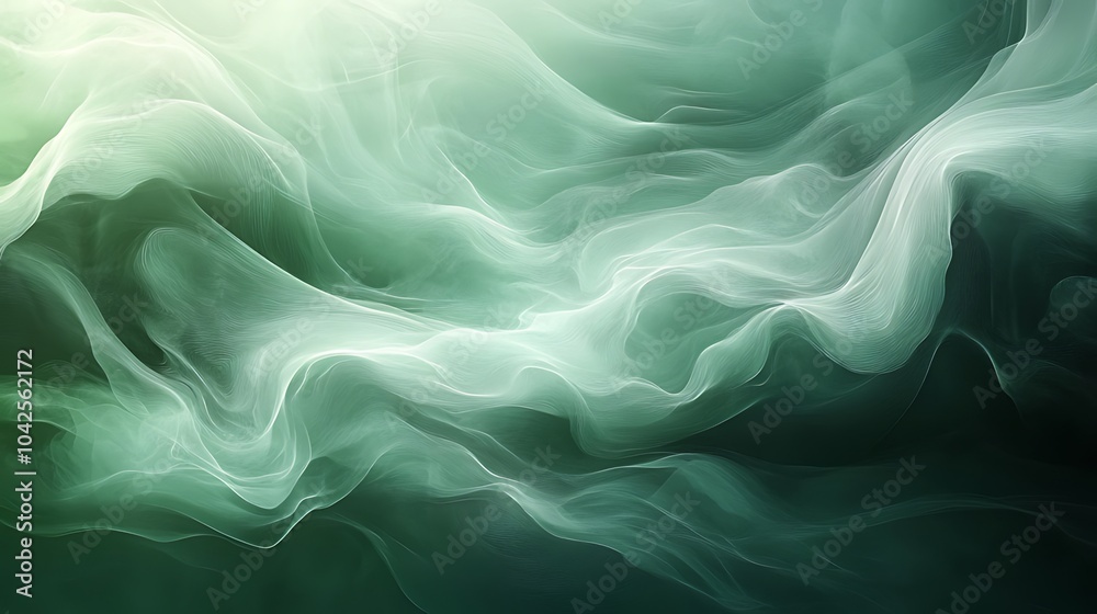 Abstract background with flowing green and white smoke, perfect for a design template or website. Abstract background with flowing green and white smoke, perfect for a design template or website.