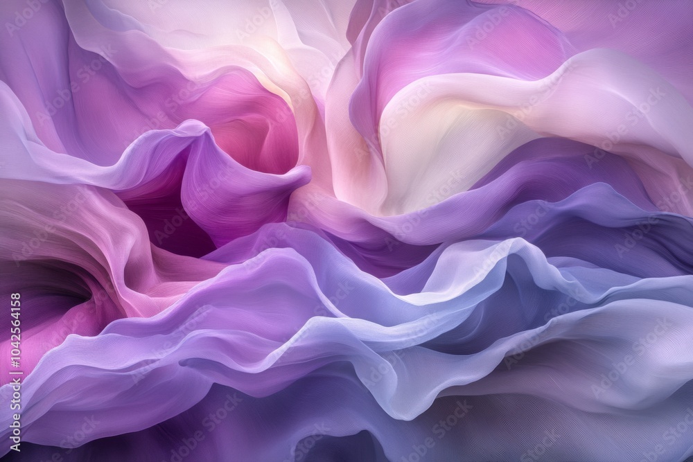 Obraz premium Abstract background of flowing purple and white fabric, soft and gentle.