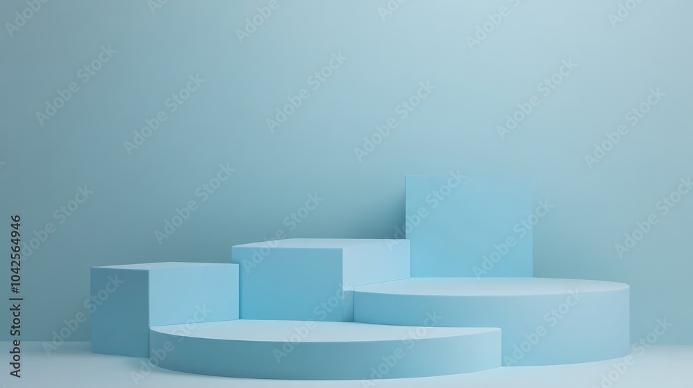 Abstract Blue Geometric Shapes Product Display Stand Abstract Blue Geometric Shapes Product Display Stand