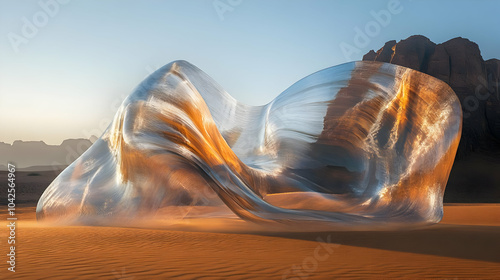 A translucent, flowing scul...