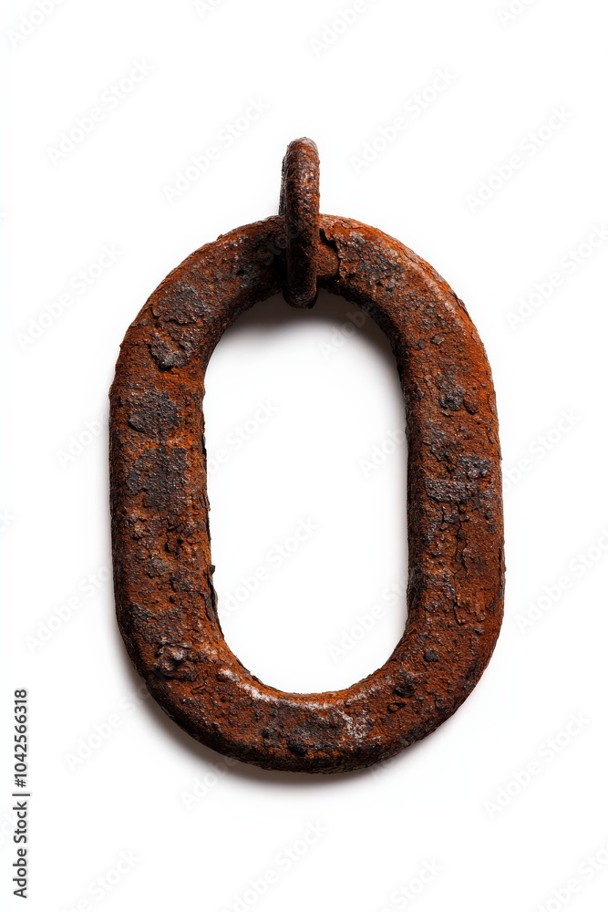 Rusty metal chain link on white isolated background. Rusty metal chain link on white isolated background.