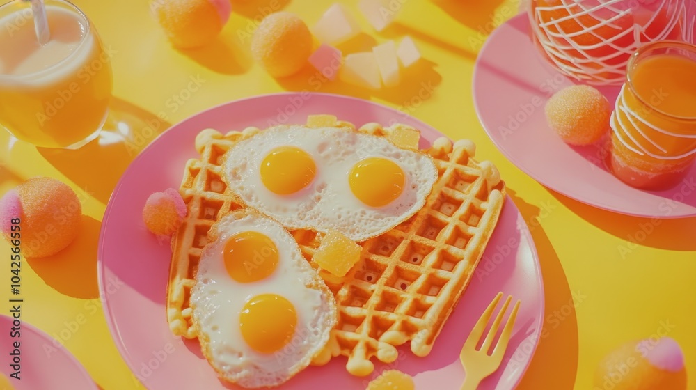 Fluffy Waffles with Sunny Side Up Eggs Fluffy Waffles with Sunny Side Up Eggs