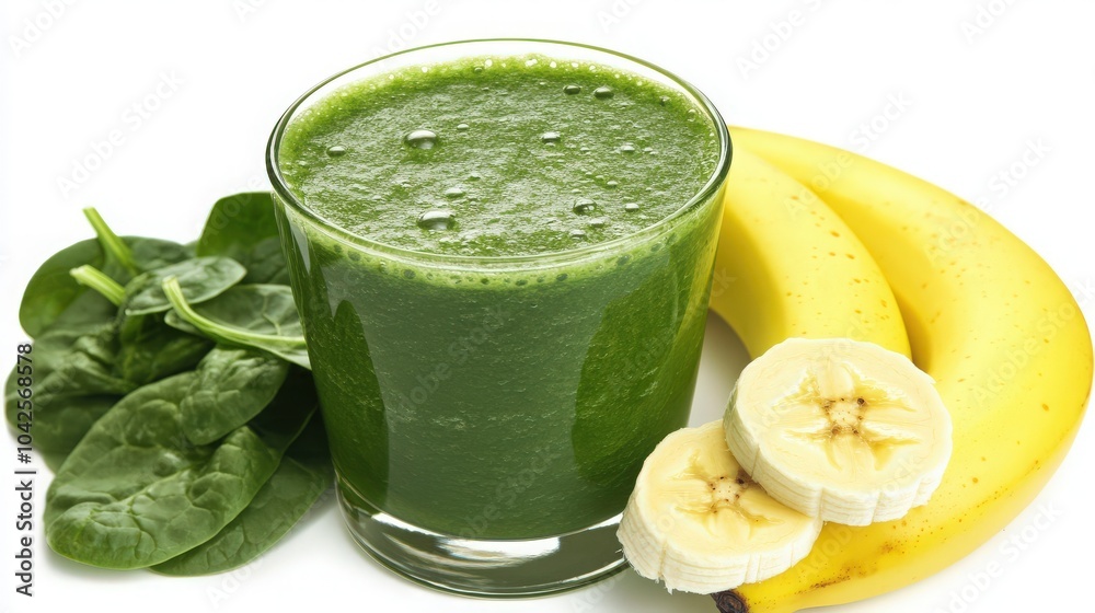 A glass of green smoothie with spinach A glass of green smoothie with spinach