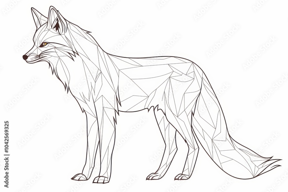 Sly fox outline evoking cunning charm on a pristine white background Sly fox outline evoking cunning charm on a pristine white background