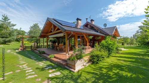 Modern green energy villa, solar energy