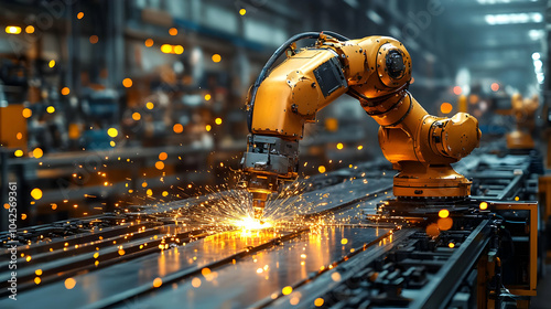 Industrial robotic arm weld...