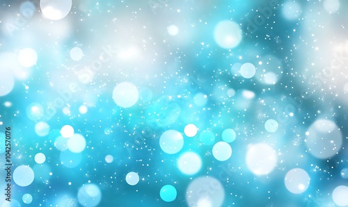 A dreamy blue background with luminous bokeh circles and light particles, creating a serene and magical atmosphere.