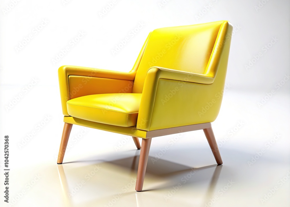 Yellow Chair 3D Render with Shadow - Isolated on White Background Yellow Chair 3D Render with Shadow - Isolated on White Background