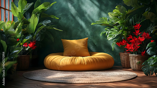 Cozy indoor space with a ye...