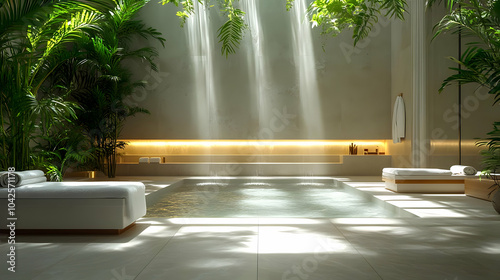 Serene spa interior with na...