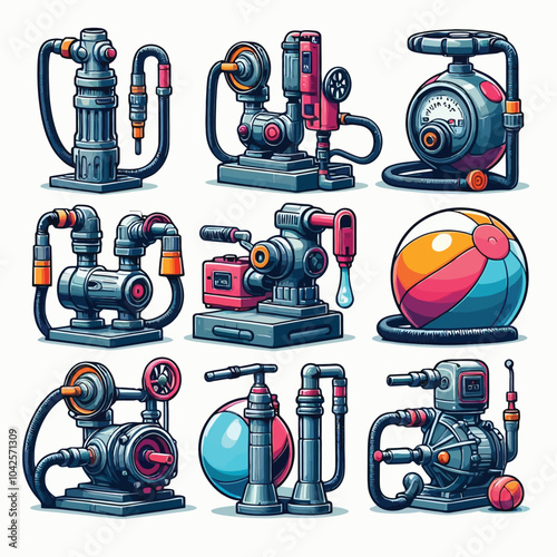 Ball Pump set vector illustration