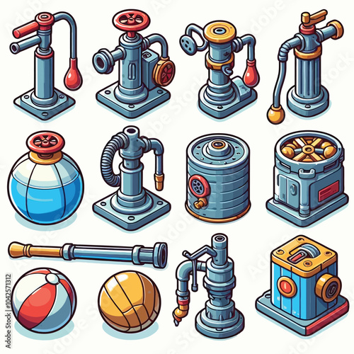 Ball Pump set vector illustration