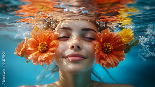 A serene underwater portrai...