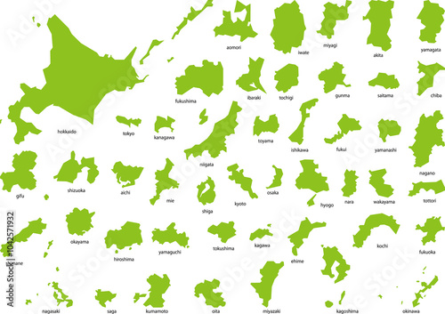 シンプルな都道府県の地図パーツセット