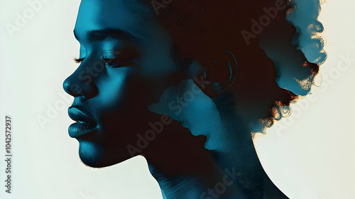 A profile silhouette with a...