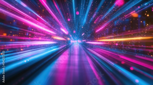 A vibrant abstract representation of speed and motion with colorful light streaks.