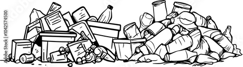 Pile of garbage sketch drawing