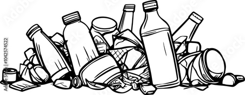 Pile of garbage sketch drawing