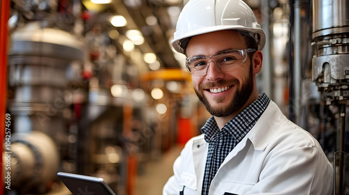 Smiling engineer in industr...