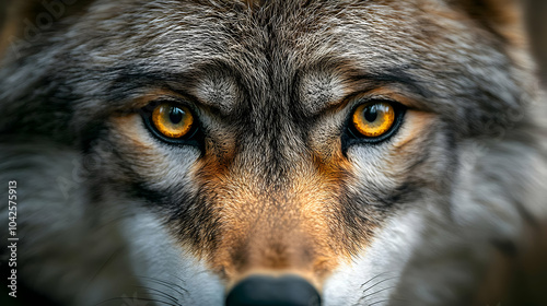 Close-up of a wolf's face s...