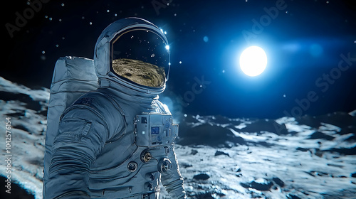 Astronaut on the moon with ...