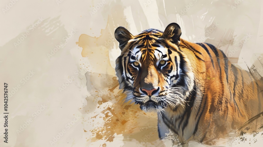Obraz premium Majestic Tiger Portrait on Clean Background