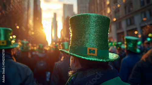 Crowd wearing green hats du...
