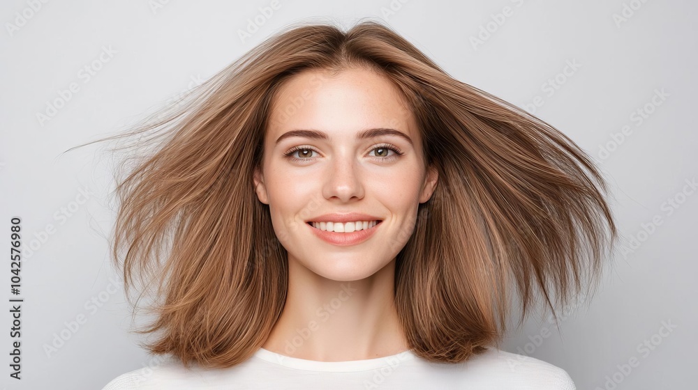 Fototapeta premium Close-up of chemically damaged hair, before treatment, frizzy and broken strands, after image smooth, restored, and glossy, Chemical damage repair, before and after